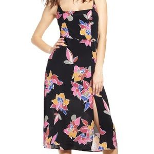 Retro Print Side Slit Midi Sundress